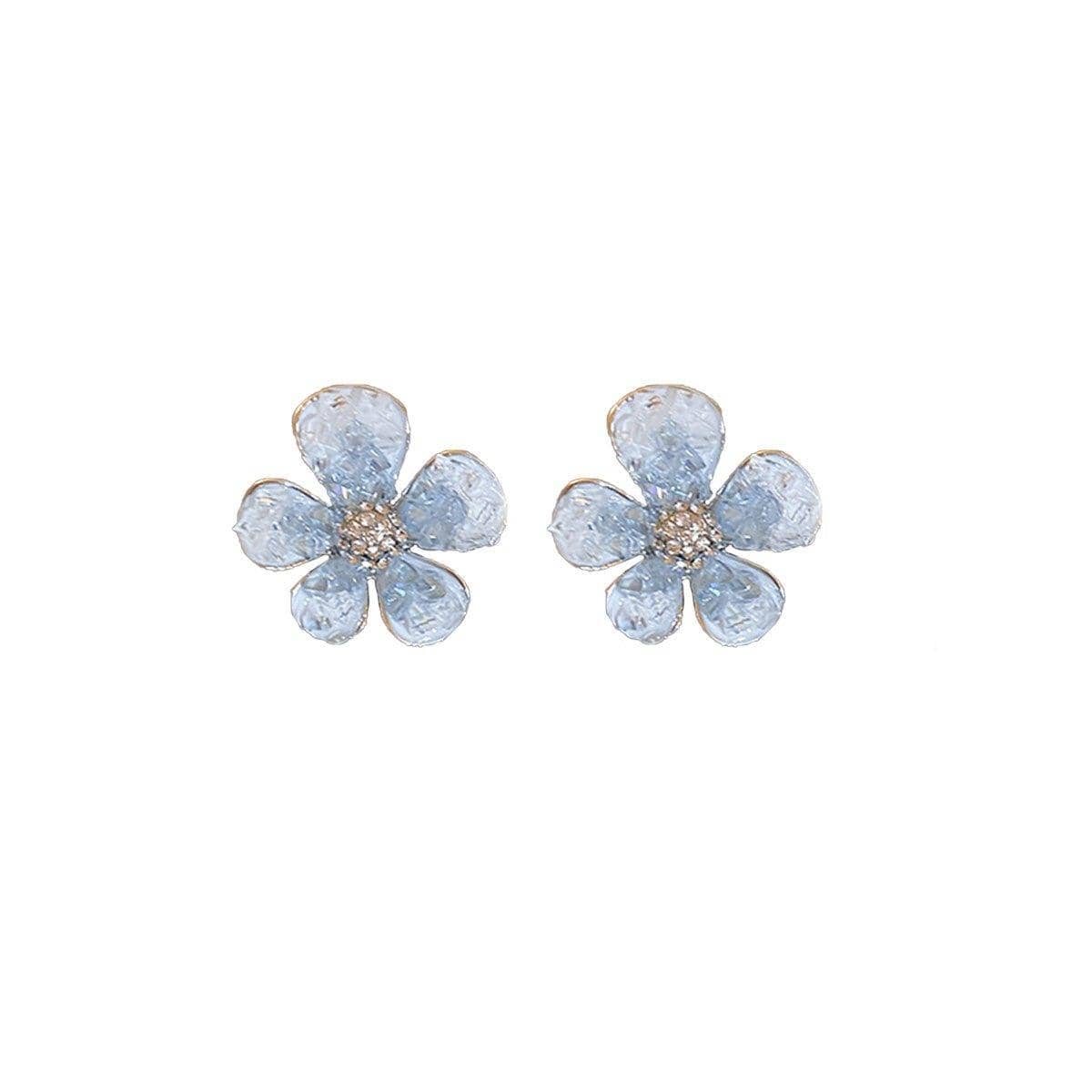 Silver Flower Earrings with Clear Crystal Accents for Women - view 2