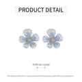 Silver Flower Earrings with Clear Crystal Accents for Women - view 3