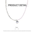 Silver Heart Pendant Necklace with Faux Pearls, Gift Jewellery - view 3