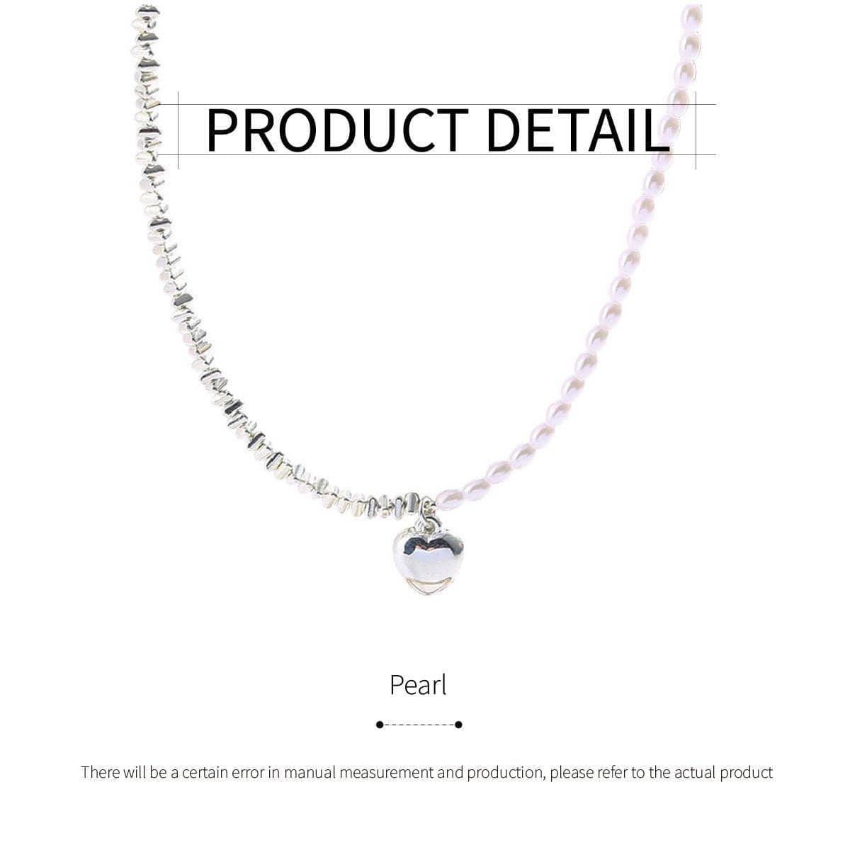 Silver Heart Pendant Necklace with Faux Pearls, Gift Jewellery - view 3