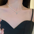 Silver Heart Pendant Necklace with Faux Pearls, Gift Jewellery - view 5