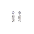 Silver Leaf Tassel Earrings with Grey Pearl Stud for Women - view 2