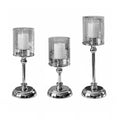 Silver Metal Glass Candlestick Holder for Table Decor - Small 26 cm - view 3