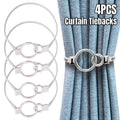 Silver Metal Spring Curtain Tiebacks Set of 4 for Window Drapes