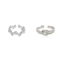 Silver Molten Open Ring with Crystal Stone - Style YGS - view 3