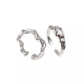 Silver Molten Open Ring with Crystal Stone - Style YGS - view 4