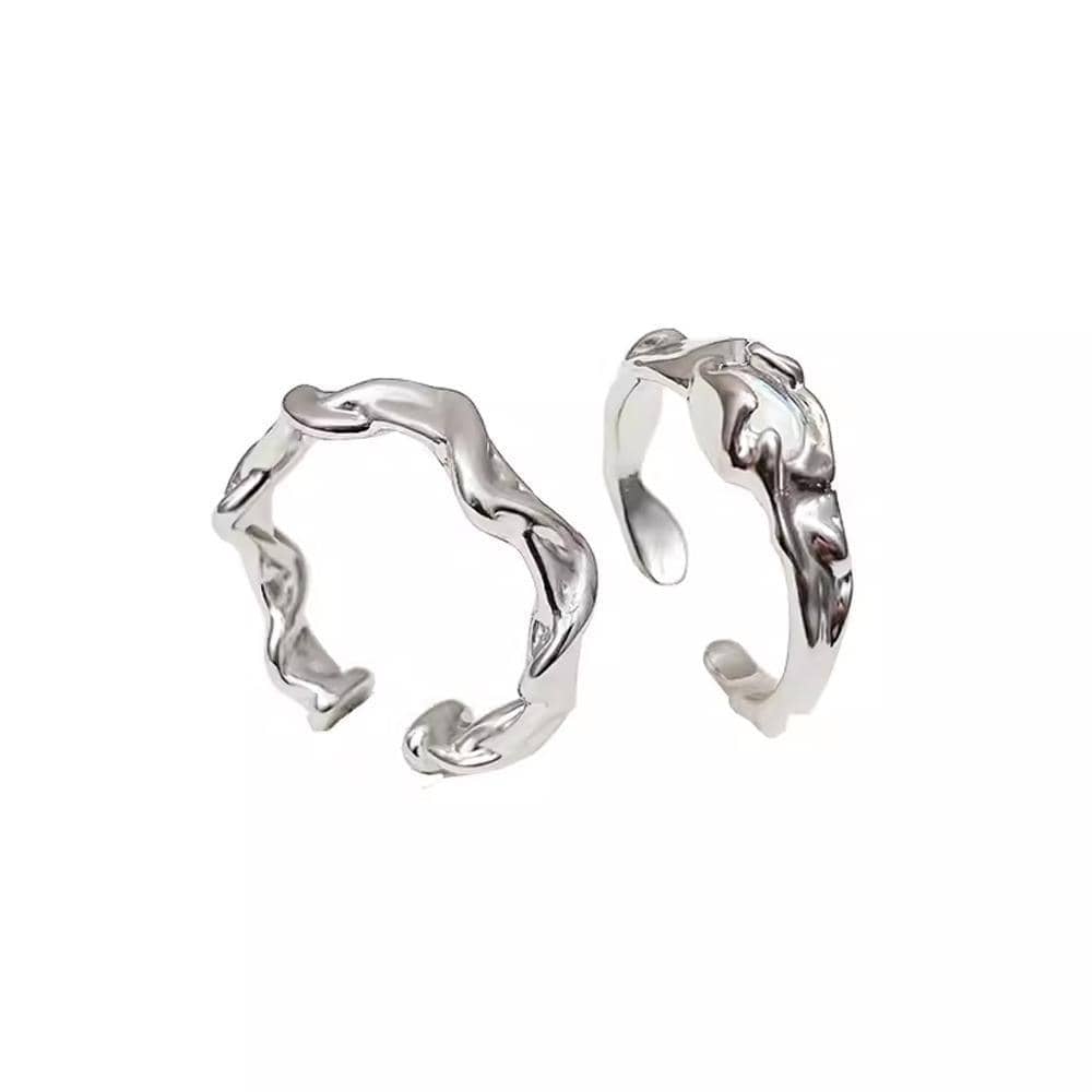 Silver Molten Open Ring with Crystal Stone - Style YGS - view 4
