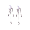 Silver Moon Crystal Tassel Drop Earrings for Women - view 2