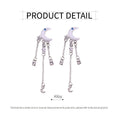 Silver Moon Crystal Tassel Drop Earrings for Women - view 3