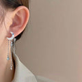 Silver Moon Crystal Tassel Drop Earrings for Women - view 4