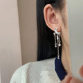 Silver Moon Crystal Tassel Drop Earrings for Women - view 5