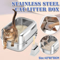 Silver Stainless Steel Cat Litter Box, Open Top
