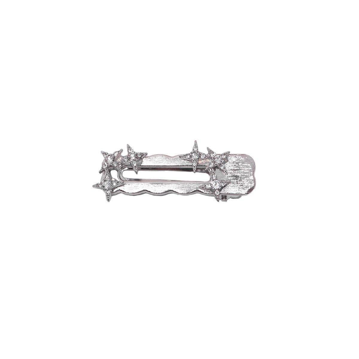 Silver Star Duck Beak Hair Clip - Rectangle