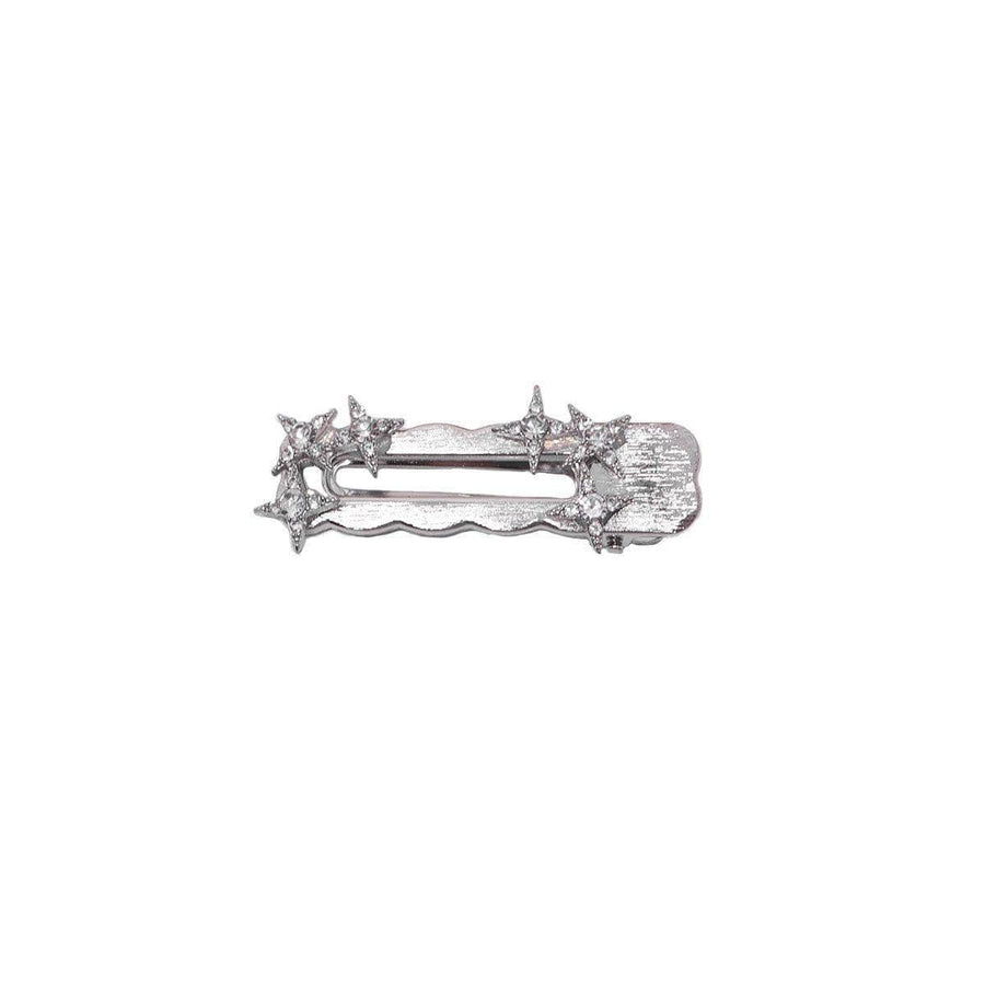 Silver Star Duck Beak Hair Clip - Rectangle