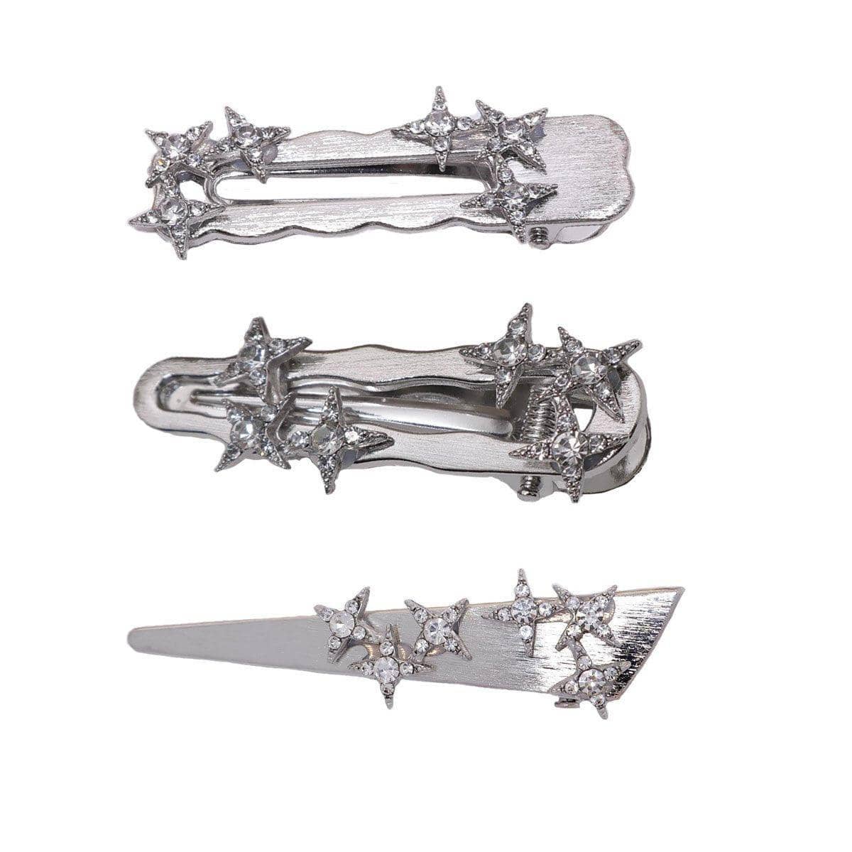 Silver Star Duck Beak Hair Clip - Rectangle - view 3