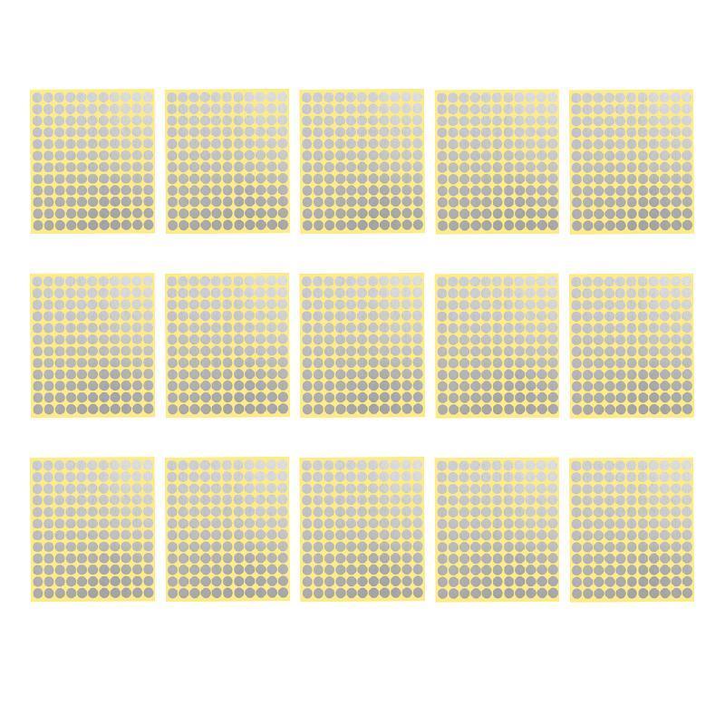 Silver Sticker Dots for Scrapbooking - 13mm, 132 Dots per Sheet, 15 Sheets