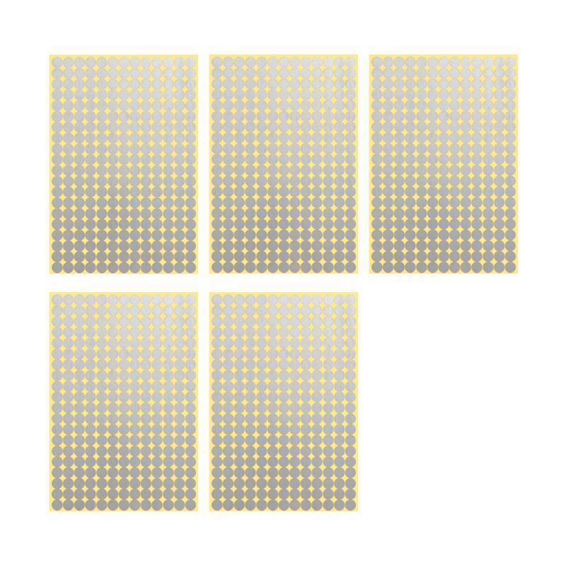 Silver Sticker Dots for Scrapbooking - 8mm, 260 Dots per Sheet, 5 Sheets