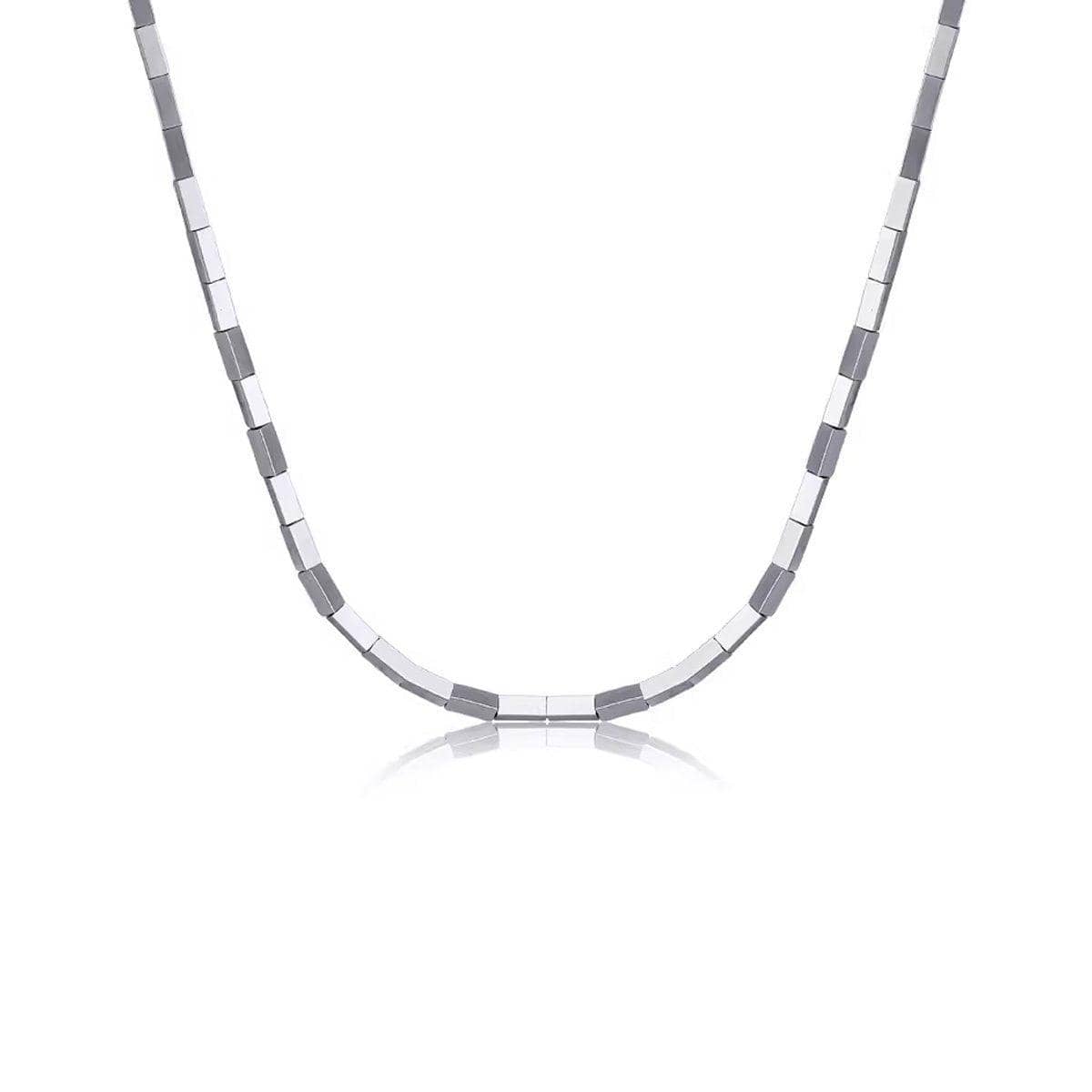 Silver Titanium Steel Slide Block Chain Necklace for Women - view 2