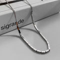 Silver Titanium Steel Slide Block Chain Necklace for Women - view 3