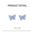 Silver Tone Butterfly Earrings with Clear Crystals for Women - view 3