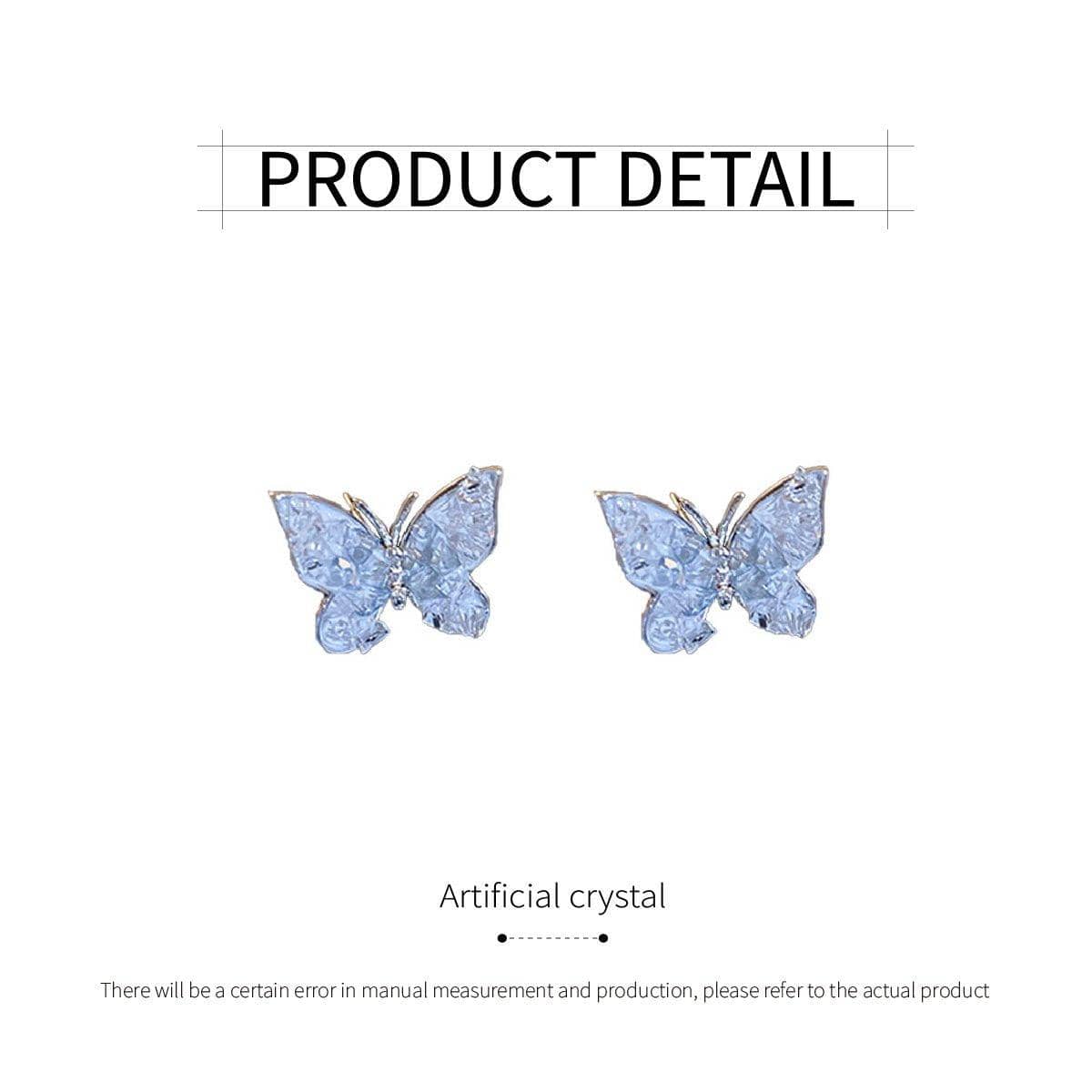 Silver Tone Butterfly Earrings with Clear Crystals for Women - view 3