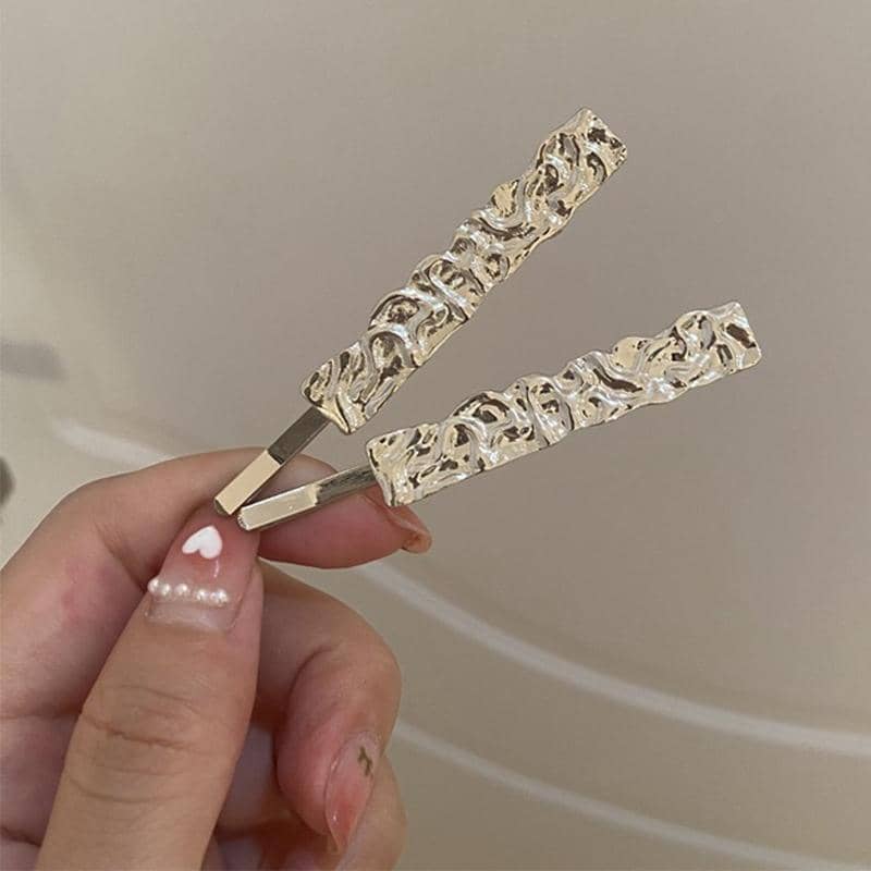 Silver Water Ripple Metal Hair Clip for Everyday and Special Events - view 4