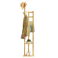 Simple Bamboo Standing Clothes Rack with 6 Hooks and Shelf, Freestanding Garment Organiser - view 2