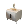 Simple Bedside Cabinet 45 cm with Faux Leather Surface and 2 Drawers - Beige