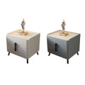 Simple Bedside Cabinet 45 cm with Faux Leather Surface and 2 Drawers - Beige - view 3