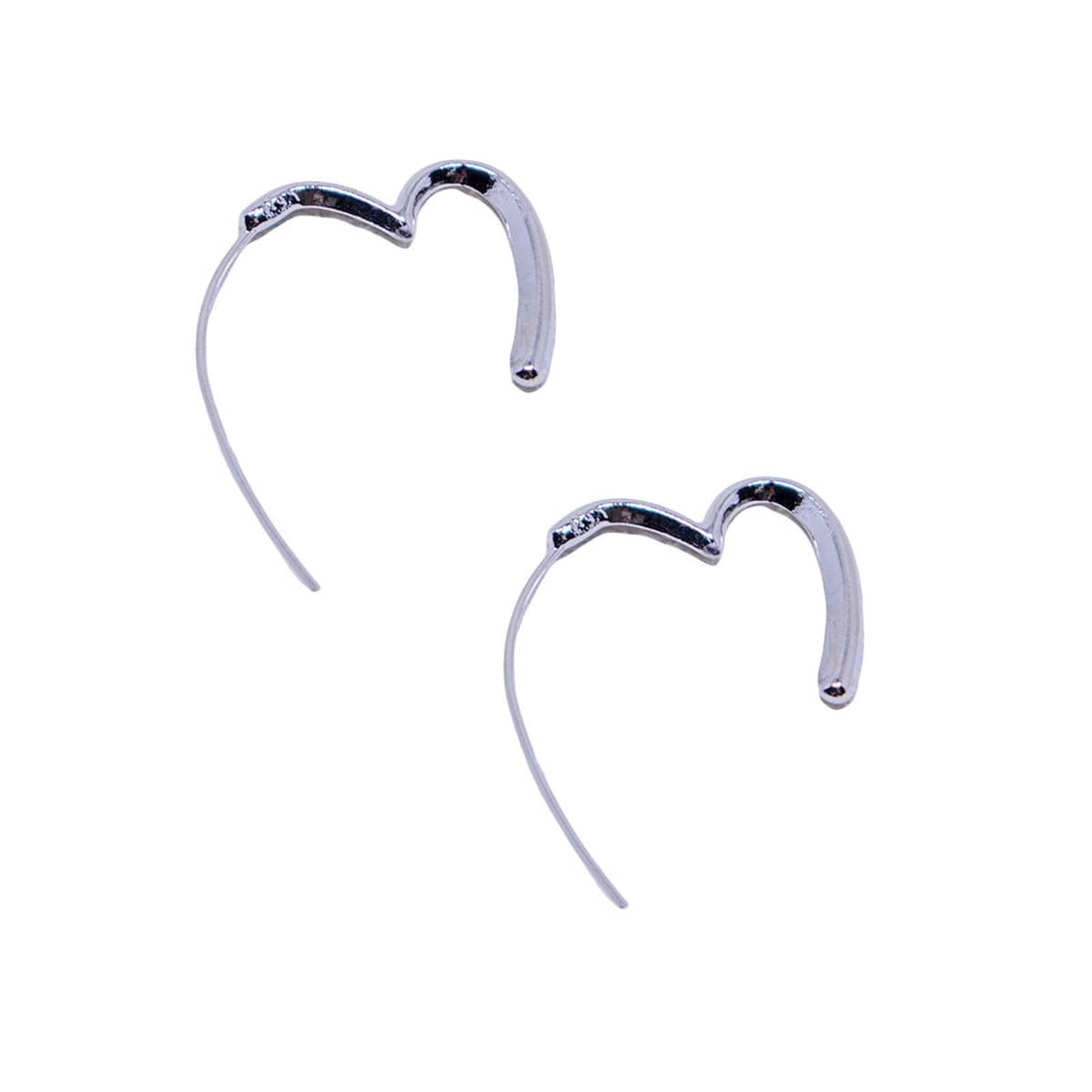 Simple Heart Earrings, Minimalist Polished Studs for Everyday - Silver
