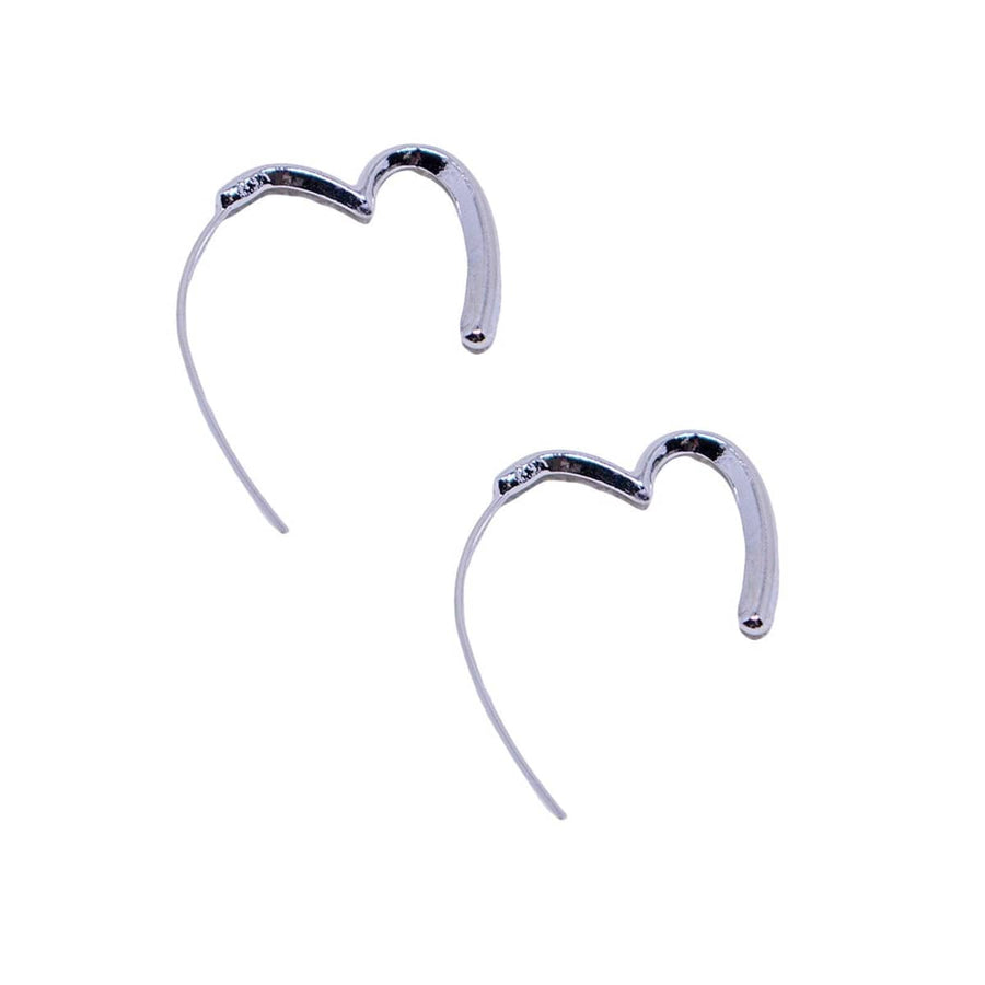 Simple Heart Earrings, Minimalist Polished Studs for Everyday - Silver