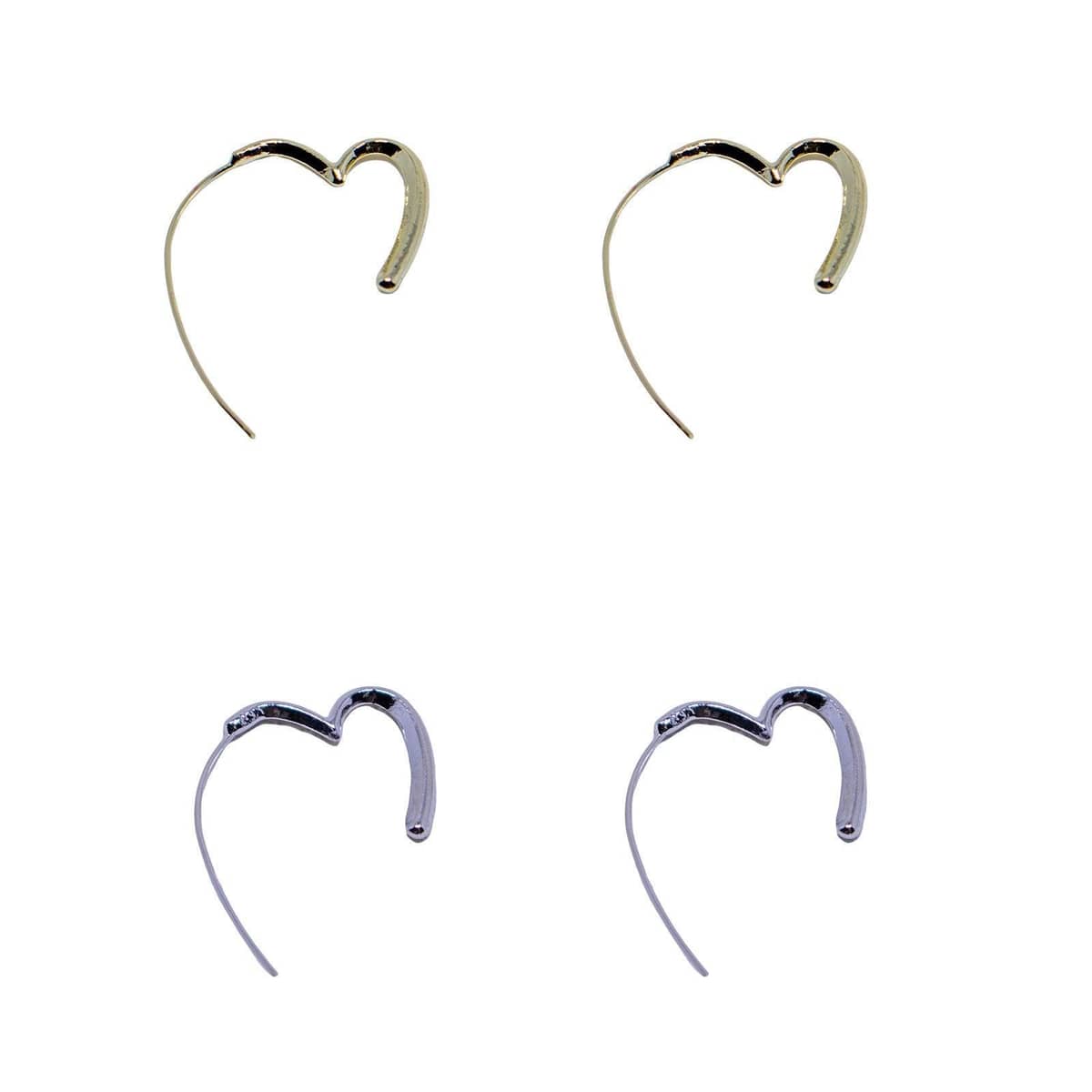 Simple Heart Earrings, Minimalist Polished Studs for Everyday - Silver - view 3