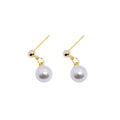 Simple Pearl Drop Earrings for Women - Gold