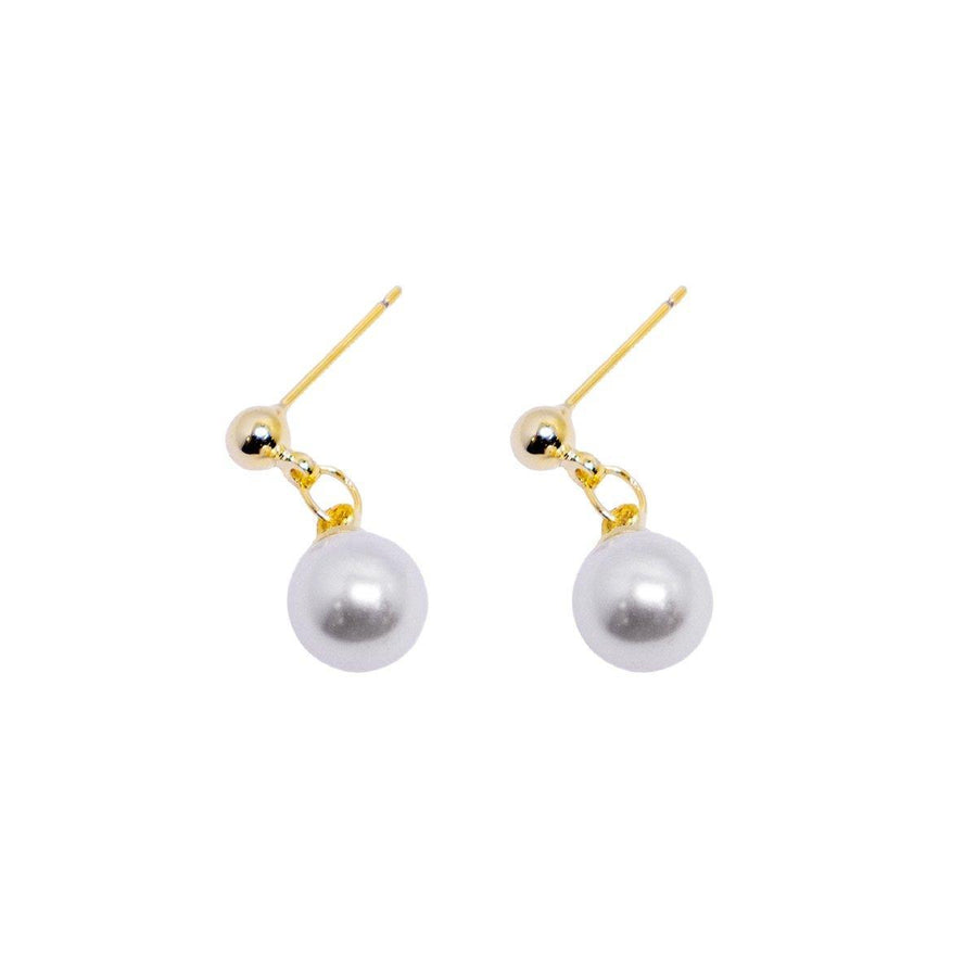 Simple Pearl Drop Earrings for Women - Gold