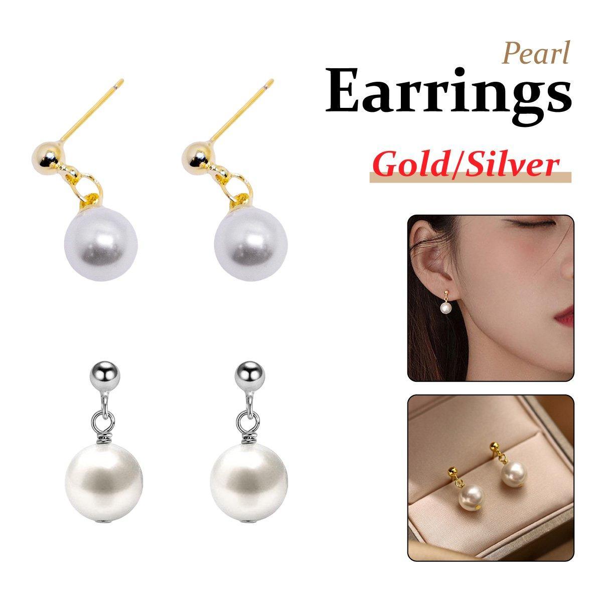 Simple Pearl Drop Earrings for Women - Gold - view 2