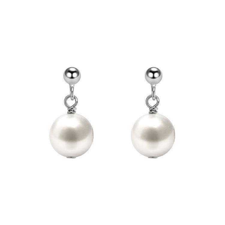 Simple Pearl Drop Earrings for Women - Silver