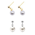 Simple Pearl Drop Earrings for Women - Silver - view 3