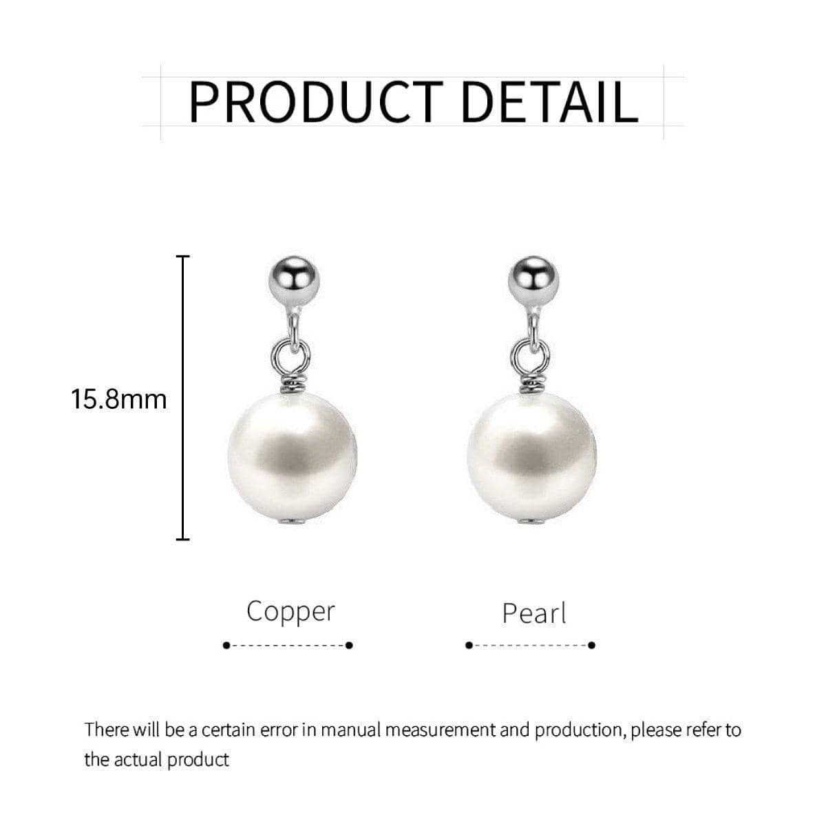 Simple Pearl Drop Earrings for Women - Silver - view 4