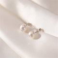 Simple Pearl Drop Earrings for Women - Silver - view 5