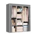 Simple Wardrobe with Dustproof Curtain, Space Saving Metal Frame - Silver (128 x 45 x 165 cm)