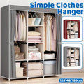Simple Wardrobe with Dustproof Curtain, Space Saving Metal Frame - Silver (128 x 45 x 165 cm) - view 2