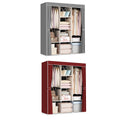Simple Wardrobe with Dustproof Curtain, Space Saving Metal Frame - Silver (128 x 45 x 165 cm) - view 3