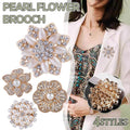 Simulated Pearl Brooch Pin - Rhinestone Flower with Rounded Petals - view 2