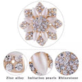 Simulated Pearl Brooch Pin - Rhinestone Flower with Rounded Petals - view 5