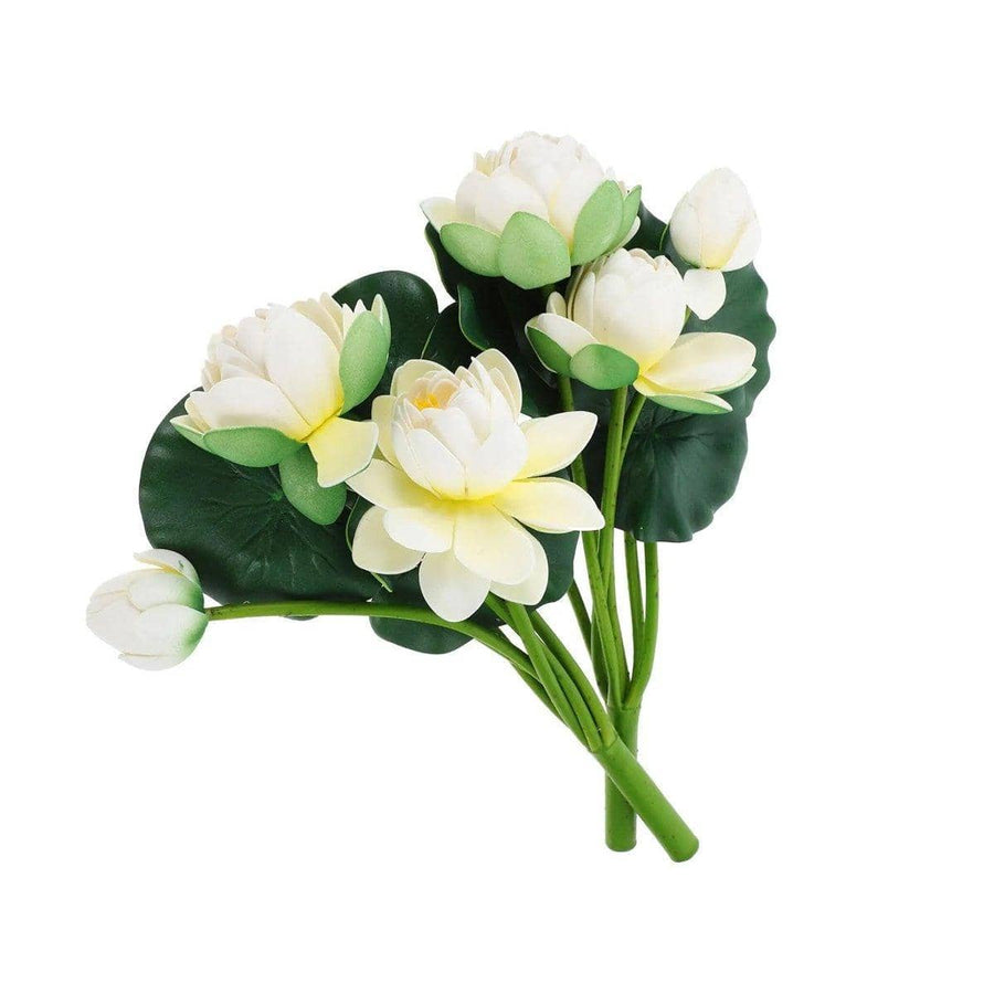 Simulation Lotus Flower Water Lily Decor, Pack of 2 - White