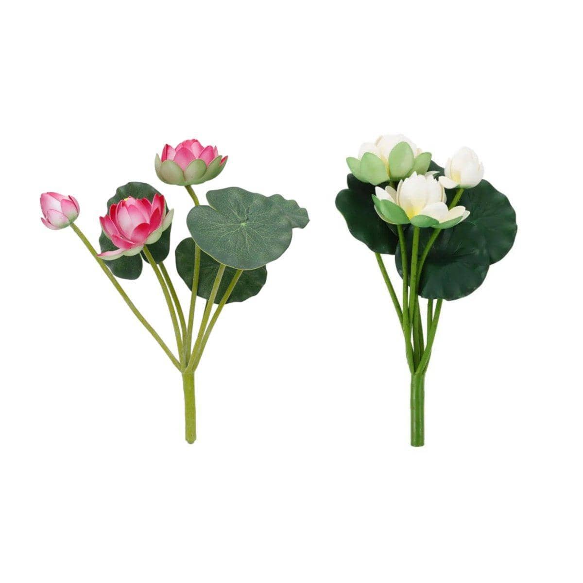 Simulation Lotus Flower Water Lily Decor, Pack of 2 - White - view 3