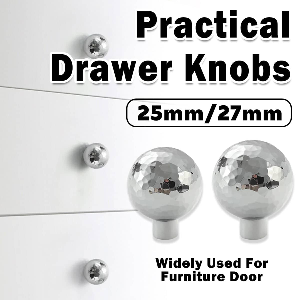 Single Hole Cabinet Handle Drawer Pull Hammered Silver Simple Door Handle - 27 mm - view 2