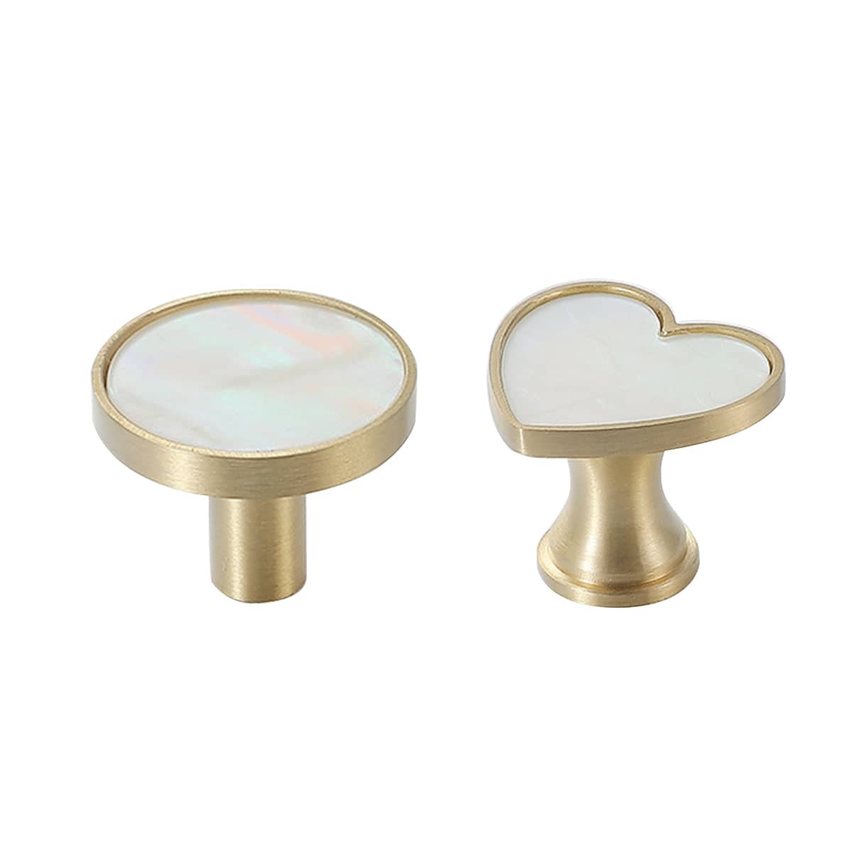 Single Hole Drawer Handle in Brass and Mother-Of-Pearl - Round - view 3