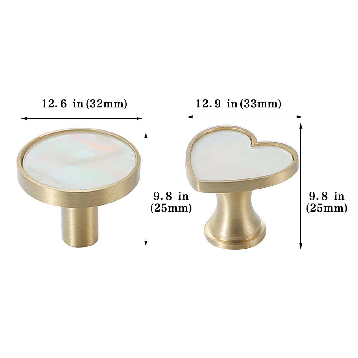 Single Hole Drawer Handle in Brass and Mother-Of-Pearl - Round - view 4