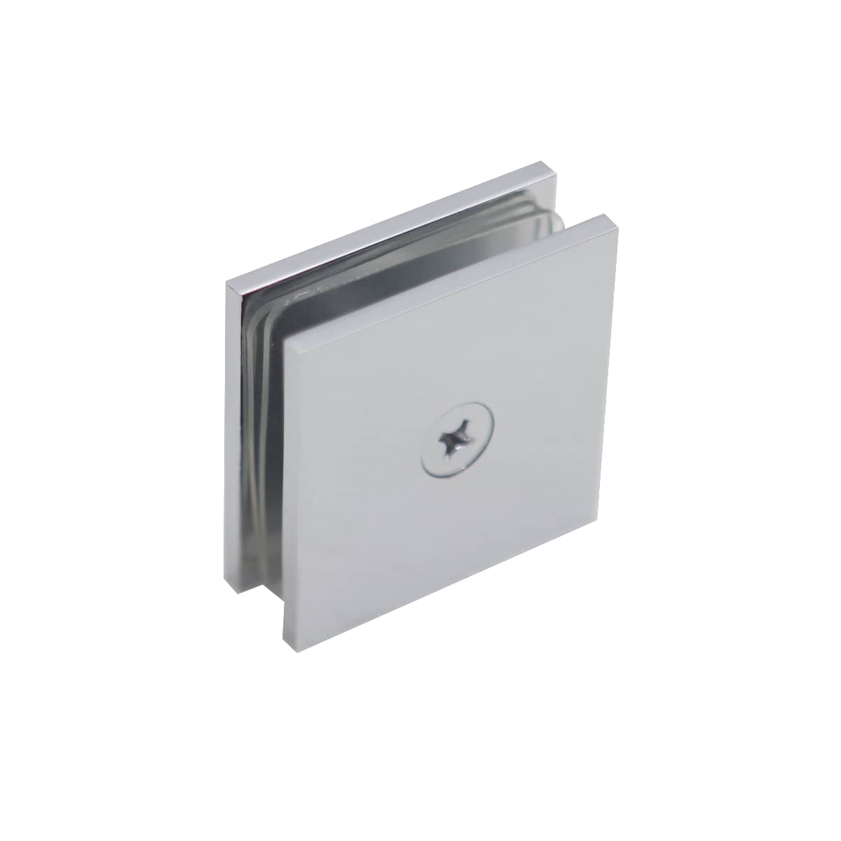Single Hole Square Shower Glass Clip for Partitions - Chrome